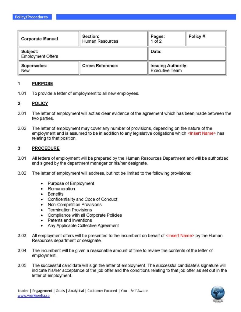 Employment Offers Policy